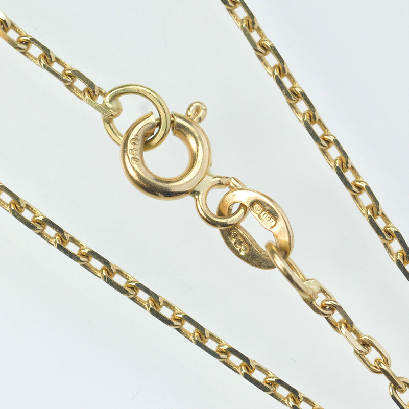 18ct Gold Chain and Pendant with Three Diamonds and Opal