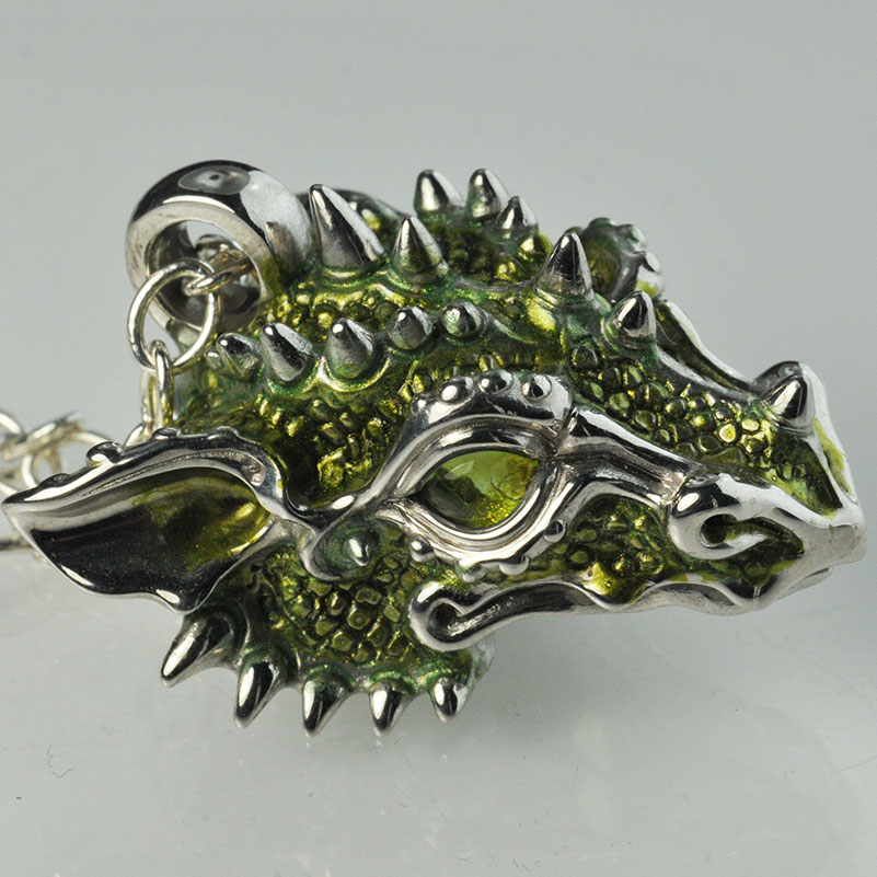 Solid Silver Dragon Pendant and Necklace